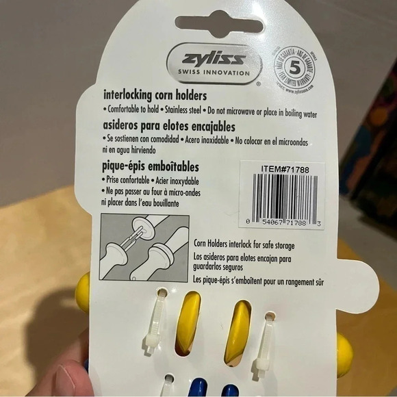 Zyliss Interlocking Corn Holders Skewers Multicolored Plastic Stainless Set of 4 - Picture 5 of 5